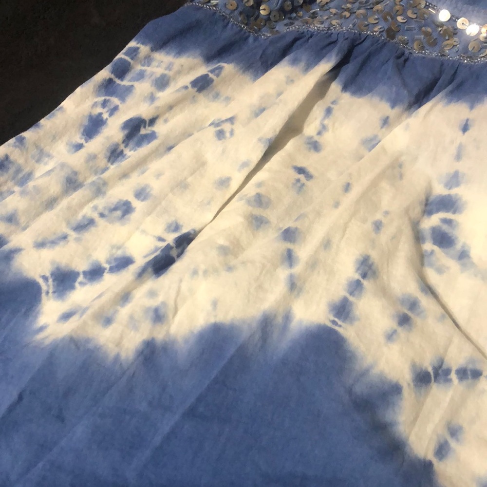 Blue Tie Dye Bedazzled sequin tank top - Picture 2 of 4